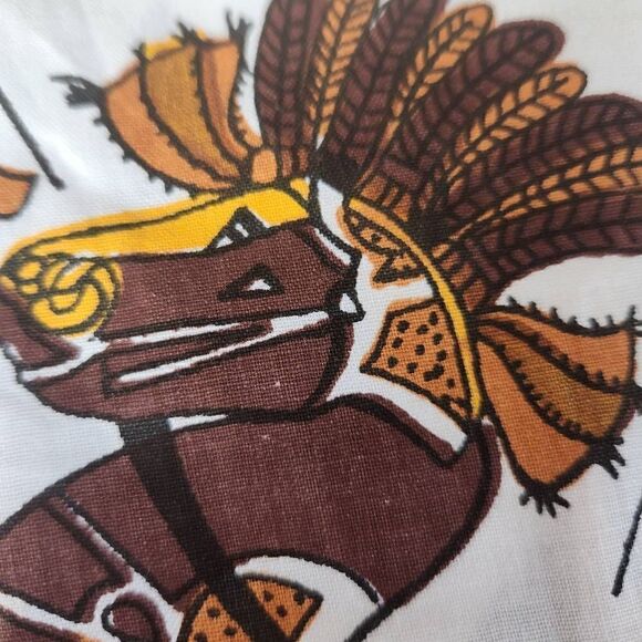 Vintage New Egyptian table cloth round 6 napkins cotton pharaoh chariot Egypt - Picture 3 of 8